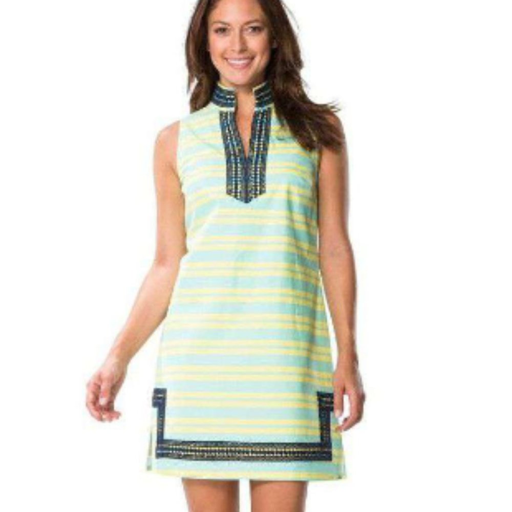 Stripe Slub Dress in Blue by Sail to Sable
